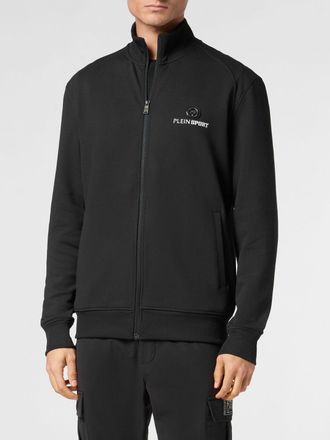 Plein Sport Felpa track jacket in jersey con collo alto e zip