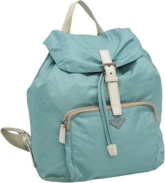 Prada Pre-owned Backpacks, female, Blue, Size: ONE SIZE Pre-owned Nylon Backpack