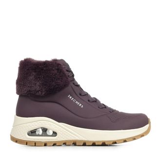 Skechers Womens Uno Rugged Fall Air Sneaker, Wine Durabuck/Faux Fur, 3.5 UK
