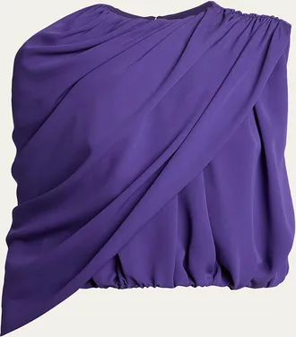 Balenciaga Asymmetric Draped Silk Cady Crop Top