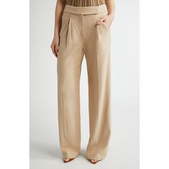 Veronica Beard Marbeau Wide Leg Pants in Stone Khaki at Nordstrom, Size 16