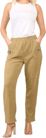 Generic Womens Corduroy Trousers - Elastic Waist Straight Leg Velvet Pants - Soft Stretch Cord Pull-On Jeans Style Casual Wear (UK 8-24) (UK, Numeric, 20, Reg