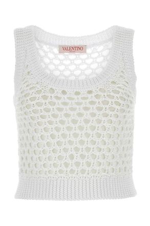 Valentino Garavani Womens White Mesh Escape Crop-top - Size X-Small