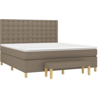 vidaXL Vidaxl - Cama Box Spring Con Colch&oacute;n Tela Gris Taupe 180x200 Cm