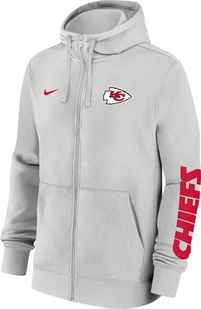 Nike Kansas City Chiefs Club Nike Mens NFL Full-Zip Hoodie in Grey | 01NC0BB7G-1LR
