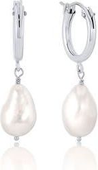 Set & Stones Adelle Pearl Hoop Earrings in Silver /White at Nordstrom