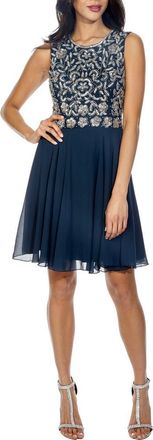 Lace & Beads Memphis Fit & Flare Dress in Navy at Nordstrom, Size Small