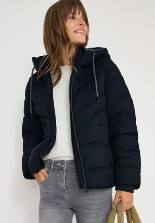Cecil Steppjacke CECIL, Damen, Gr. XXL (46), schwarz navy blau, Web, Obermaterial: 100% Polyester. Futter: 100% Polyester, unifarben, regular fit normal, el
