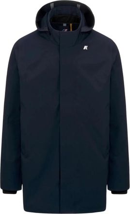 K-Way Blauwe Parka Jas Driekwart Lengte - Heren - Parka Jassen - Blauw - M - Nylon - Jassen