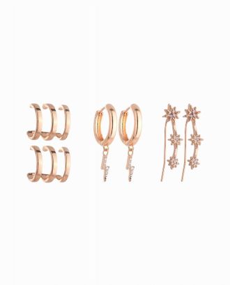 Nicole Miller Womens Motif Trio Earring Set In Gold
