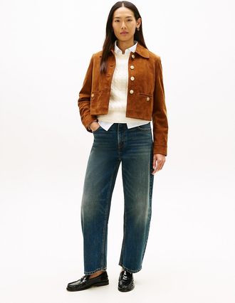 Tommy Hilfiger Womens Stretch High-Rise Barrel Leg Jean - Blue - 10