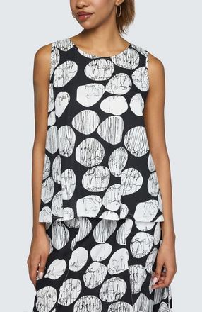 Luukaa D'Celli Orla Printed A-Line Top in Black Print at Nordstrom, Size 12