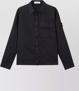 Stone Island cotton shirt jacket long sleeves collar