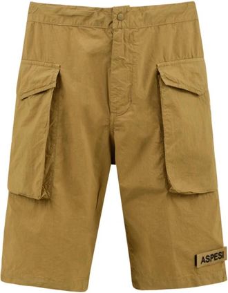 Aspesi Casual Shorts - Heren - Korte Broeken - Beige - L - Katoen - Korte Broeken