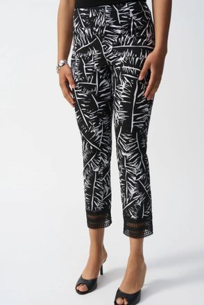 Joseph Ribkoff Tropical Print Cropped Pants In Vanilla/multi
