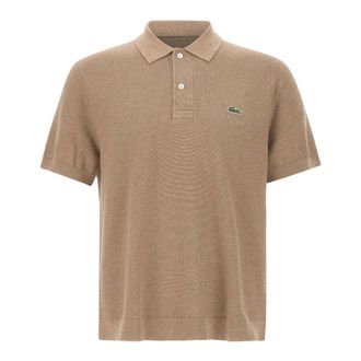 Lacoste Polo Shirts, male, Beige, Size: M Classic Fit Knitted Polo
