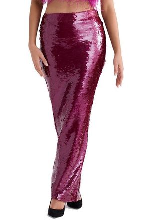 House of CB Alexis Sequin Satin Maxi Skirt in Hot Pink at Nordstrom, Size X-Small