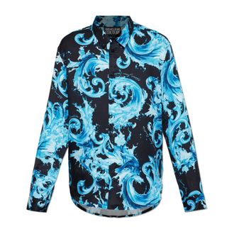Versace Jeans Couture Casual Shirts, male, Blue, Size: S Barocco Pattern Shirt