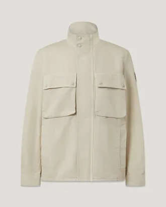 Belstaff Chaqueta Hayfield Para Hombre Lino De Algod&oacute;n Te&ntilde;ido En Prenda Gris Abedul 2xl