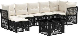 vidaXL Conjunto De Sof&aacute;s De Jard&iacute;n 8 Uds. Negro Rat&aacute;n Sint&eacute;tico Vidaxl