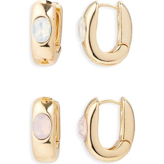 Tasha Set of 2 Huggie Hoop Earrings in Opal Pink/Opal at Nordstrom Rack