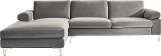 Concept Usine Sof&aacute; esquinero izquierdo de 4-5 plazas de terciopelo gris