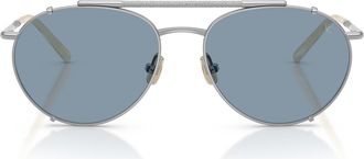 Brunello Cucinelli 56mm Pilot Sunglasses in Silver /Ocean at Nordstrom