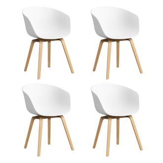 HAY About A Chair AAC 22, Eiche lackiert / white 2.0 (Kunststoffgleiter) (4er Set)