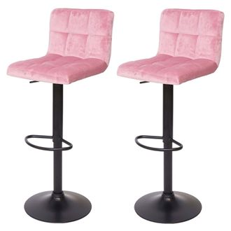 Hhg Set 2x Sgabelli Regolabili Girevoli Lounge Hhg 232 Velluto Base Nera Rosa