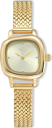 Ettika Wavy Case Mesh Strap Watch in Gold at Nordstrom Rack