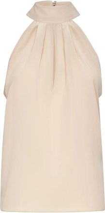 Philipp Plein Silk Crepe de Chine Haltertop met Strik - Dames - Tops zonder mouwen - Beige - XL - Tops