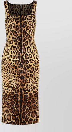 Dolce & Gabbana silk dress animal motif fitted scoop neckline