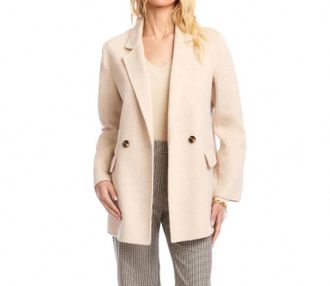 Karen Kane Brushed Double-Breasted Coat In Oatmeal