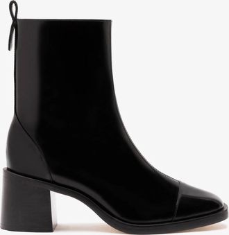 Larroude Womens Mini Ricky Boot In Glossy Black Box Leather
