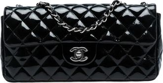Chanel 2010-2011 Classic Patent East West Single Flap shoulder bag - Blauw