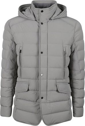 Moorer Classic Grey Goose Down Jacket With Wool-Cashmere Accents