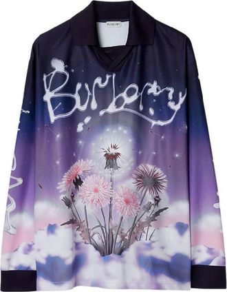 Burberry Mens Dandelion Graphic Print Shirt, Size Large