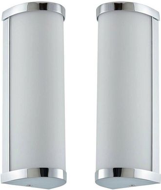 Loops 2 PACK IP44 Bathroom Wall Light Chrome & Frosted Glass Modern Twin Curved Lamp