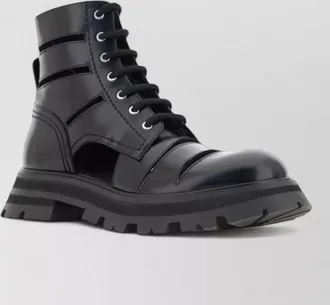 Alexander McQueen leather lace-up combat boots