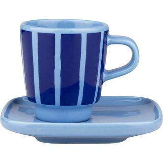 Marimekko Oiva Piccolo Espresso Cup & Saucer in Light Blue at Nordstrom, Size One Size Oz