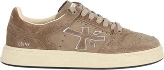 Premiata Quinn Beige Perforated Suede Low-Top Sneakers