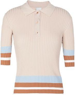 8 by YOOX CONTRAST RIB-KNIT S/SLEEVE POLO-NECK SWEATER