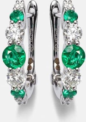 Bucherer Orecchini Classics in oro bianco 18kt con diamanti e smeraldi