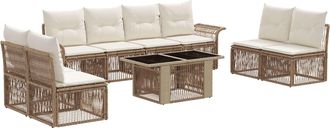 vidaXL Conjunto De Sof&aacute;s De Jard&iacute;n 9 Uds. Beige Y Blanco Crema Vidaxl