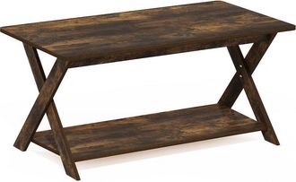 Furinno Modern Simplistic Criss-Crossed Coffee Table, Amber Pine
