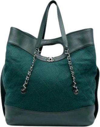 Chanel Pre-owned 31 Satchel - Dames - Vintage Shopper - Groen - ONE Size - Leer - Vintage