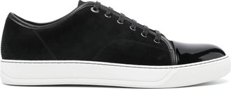 Lanvin Low-Top Sneakers with Glossy Patent Toe Cap and Suede Upper