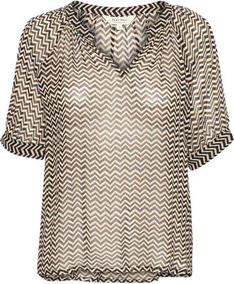 Part Two Zig Zag Print Zwarte Top - Dames - Blouses - Veelkleurig - L - Overhemden