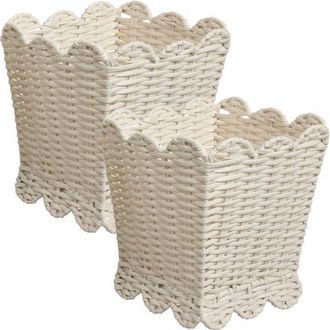 Happimess Resin 3.3-Gallon Tapered Square Wicker Watebasket with Scalloped Edge in White at Nordstrom