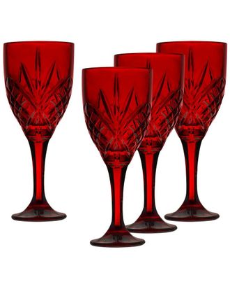 Godinger Set Of 4 Dublin Red Goblets